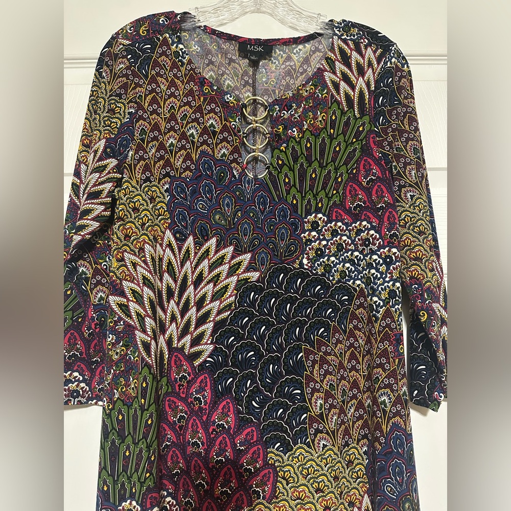 MSK Multicolor Patterned Peacock Dress - Picture 4 of 7